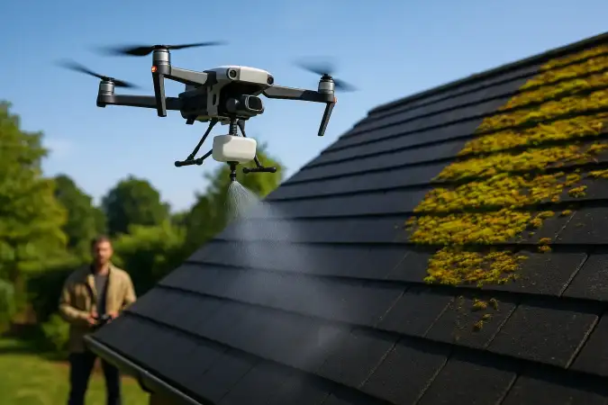 Démoussage de toiture par drone 